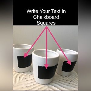 3 Flower / Herb Pots White with Black Chalkboard - Herb Pots - Plant Pots